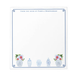 From The Desk Of | Chinoiserie Chic Red White Blue Notepad