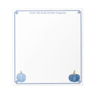 From The Desk Of Classic Blue And White Pumpkin Notepad
