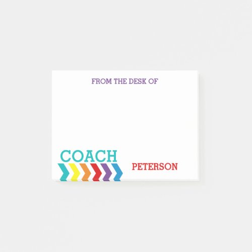 From The Desk Of Coach Feminine Chevron Rainbow Post_it Notes