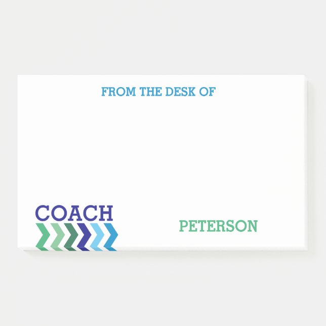 From The Desk Of Coach Masculine Chevron Simple Post-it Notes (Front)