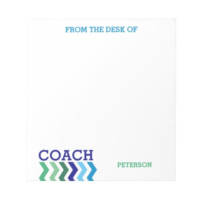 From The Desk Of Coach Masculine Chevron Trendy Notepad (Front)