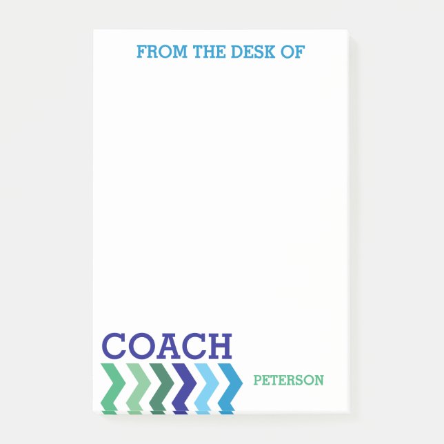 From The Desk Of Coach Masculine Chevron Trendy Post-it Notes (Front)