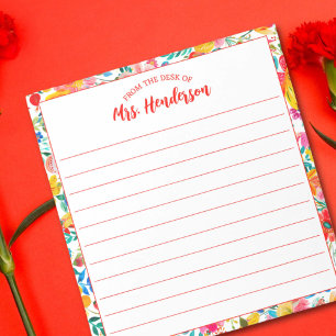 From The Desk Of Colorful Floral Notepad