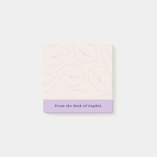 From The Desk Of Custom Name Lips Pattern Lilac Post-it Notes