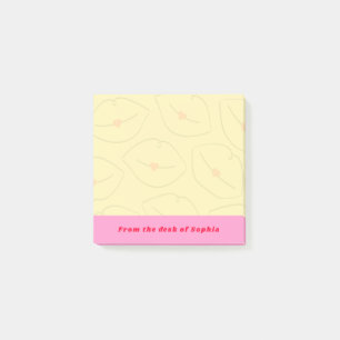 From The Desk Of Custom Name Lips Pattern Yellow Post-it Notes