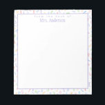From the Desk of - Custom Teacher Name - Alphabet Notepad<br><div class="desc">NewParkLane - Cute Alphabet Notepad for teachers or kids, with a cute colorful pattern of letters, with text: From the desk of and a text frame for custom teacher's name in purple. A fun end of year gift for your favorite teacher! All texts, fonts and colors are easy to customize...</div>