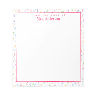 From the desk of - Custom Teacher Name - Alphabet Notepad