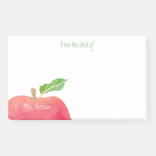 From the desk of Customized Red Apple Watercolor Post-it Notes