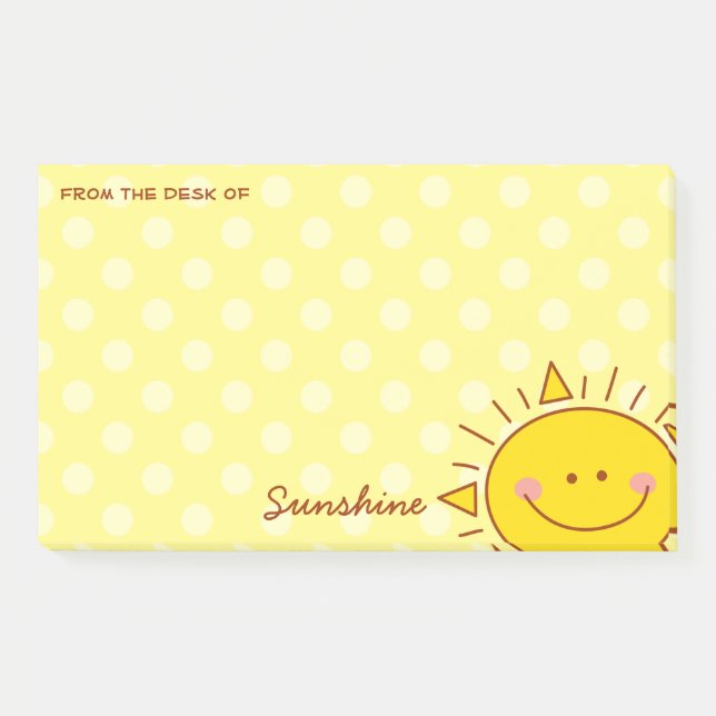 From the Desk of Cute Little Happy Sunshine Doodle Post-it Notes (Front)