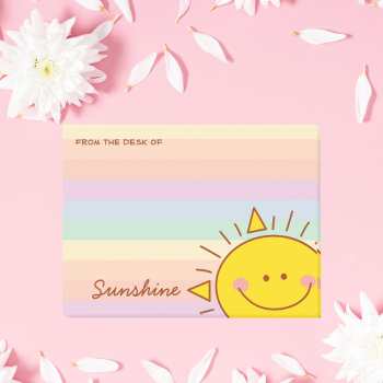 From The Desk Of Cute Little Rainbow Sunshine Post-it Notes by littleteapotdesigns at Zazzle