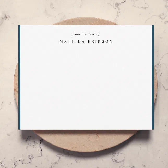 From the Desk Of Elegant Minimalist Navy Blue Note Card | Zazzle