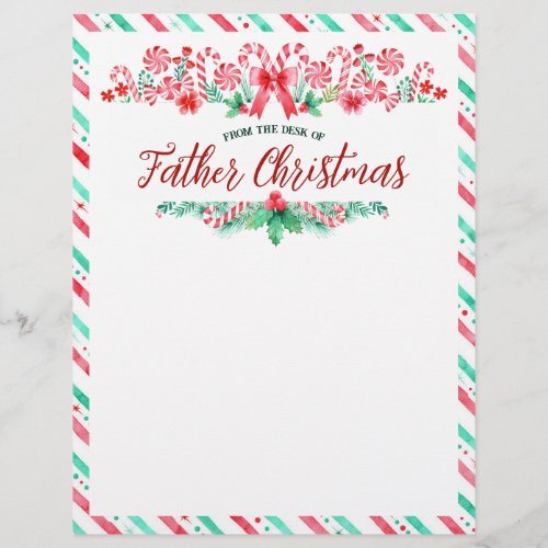 From the Desk of Father Christmas Watercolor Letterhead