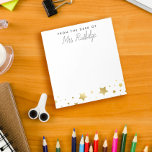 From the Desk of - Faux Gold Stars Notepad<br><div class="desc">White notepad printed with faux gold stars,  perfect for teachers. Add your name in a charming hand-written script.</div>
