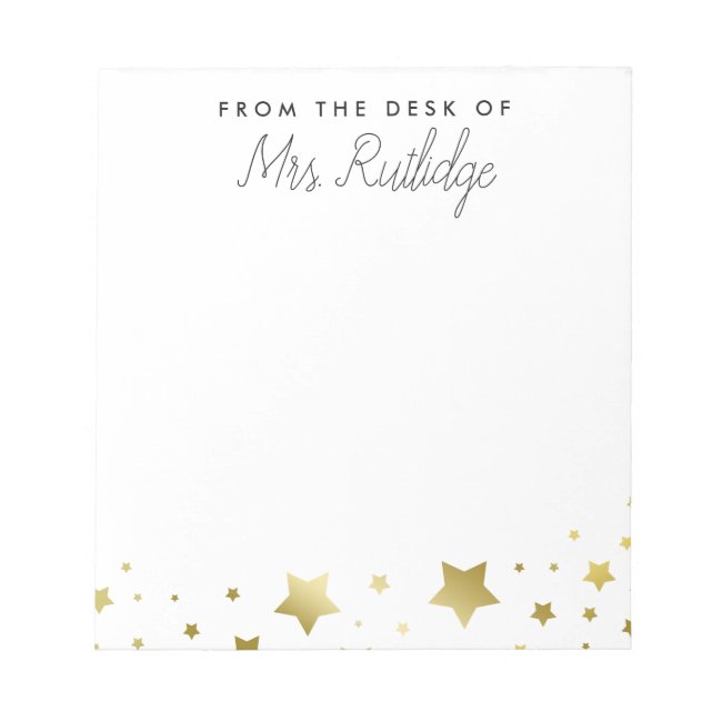 From the Desk of - Faux Gold Stars Notepad