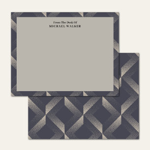 From The Desk Of Geometric Black Gray Pattern Flat Note Card