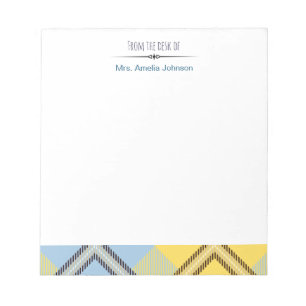 From The Desk Of Girly Monogram Script Name Tartan Notepad