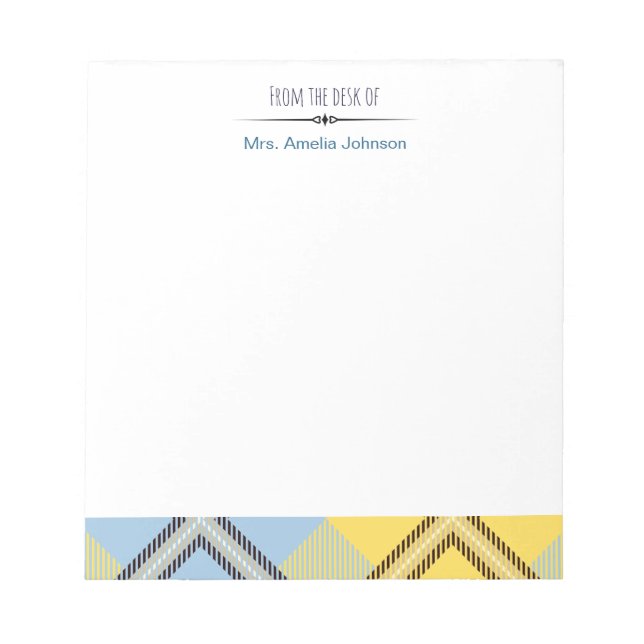 From The Desk Of Girly Monogram Script Name Tartan Notepad (Front)