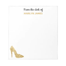 From The Desk of Gold Sequin High Heel Fashionista Notepad