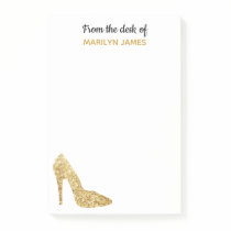 From The Desk of Gold Sequin High Heel Fashionista Post-it Notes