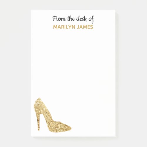 From The Desk of Gold Sequin High Heel Fashionista Post_it Notes