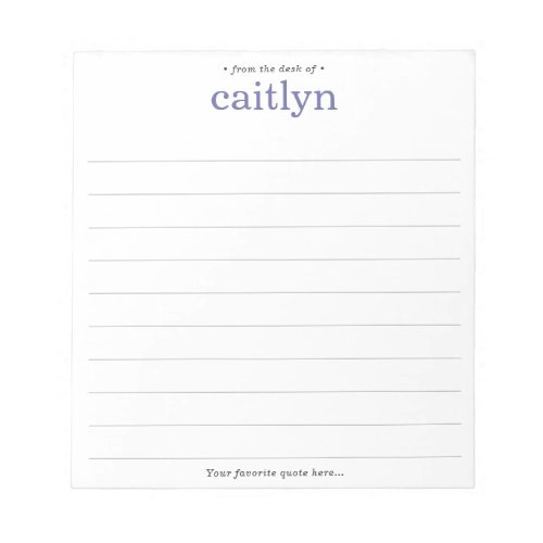 From the Desk of Large Print Periwinkle Lined Notepad