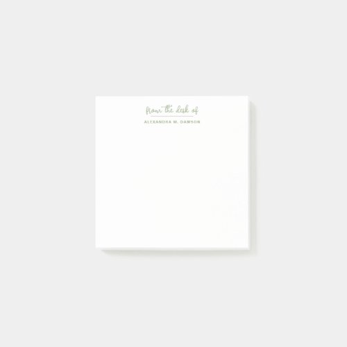 From The Desk Of Modern Minimalist Sage Green Post_it Notes