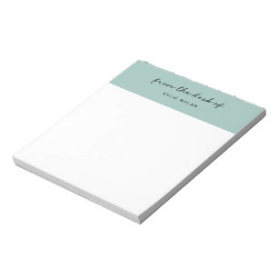 From The Desk of Monogram Script Green Color Block Notepad