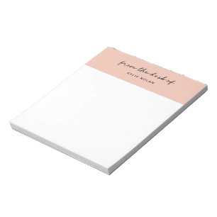 From The Desk of Monogram Script Pink Color Block Notepad