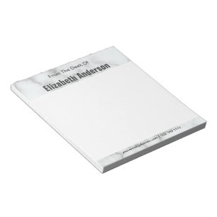 From the Desk of Name Elegant Faux White Marble Notepad