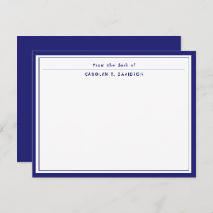 From The Desk Of Navy Blue Two Borders Note Card