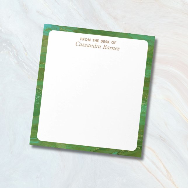 From The Desk Of Notepad ("from the desk of" personalized notepad with green border)