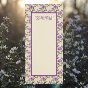 FROM THE DESK OF Notepad with Violets on Yellow