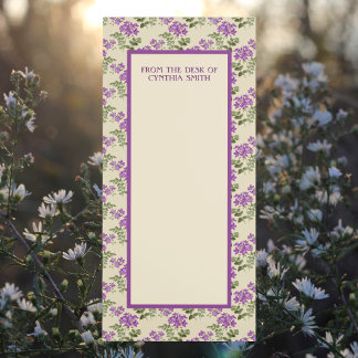 FROM THE DESK OF Notepad with Violets on Yellow