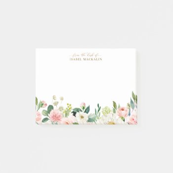 From The Desk Of Pale Blush Pink Floral Botanical Post-it Notes by Sweetbriar_Drive at Zazzle