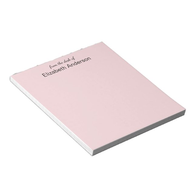 From the desk of Pale Pink Your Name Template Notepad (Angled)