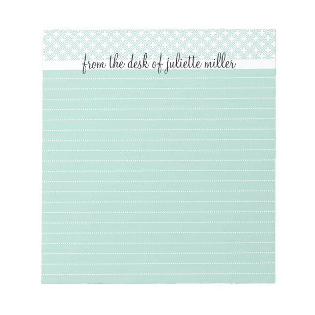 From the Desk Of Personalized Lined Notepad, Aqua Notepad (Front)