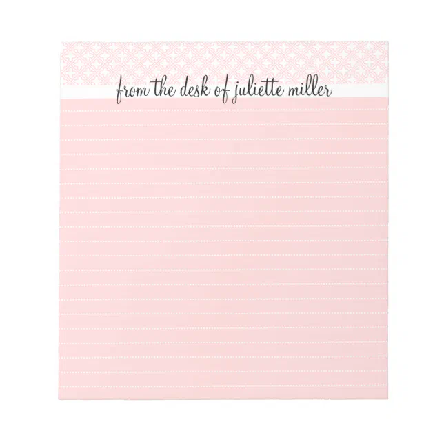 From the Desk Of Personalized Lined Notepad, Pink Notepad | Zazzle