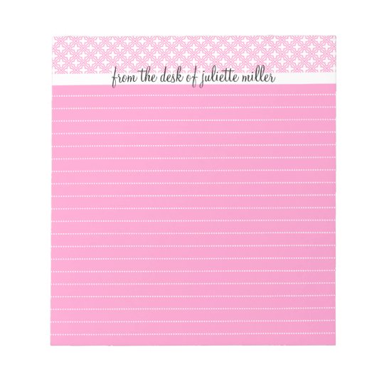 From the Desk Of Personalized Lined Notepad, Pink Notepad