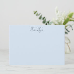 From The Desk Of Personalized Name Blue Stationery Note Card