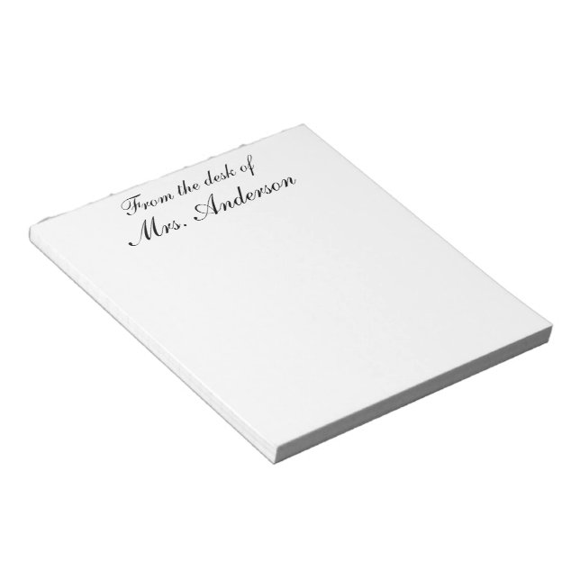 "From the desk of..." Personalized Notepad (Angled)