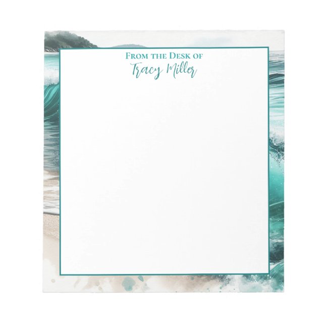 From the Desk of | Personalized Ocean Waves  Notepad (Front)
