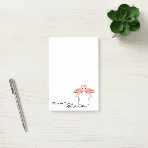 From the Desk of Personalized Pink Flamingos Post_it Notes