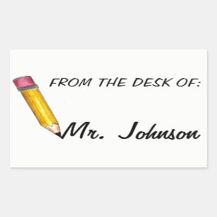From the Desk of Personalized School Teacher Rectangular Sticker
