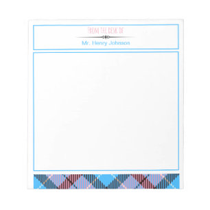 From The Desk Of Personalized Script Name Tartan Notepad