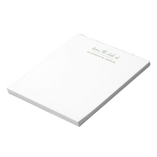 From The Desk Of Personalized Trendy Sage Green Notepad