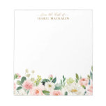 From The Desk Of Pink Watercolor Floral Botanical Notepad at Zazzle