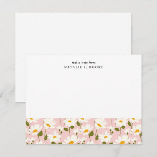 From The Desk Of Pink White Daisy Flower Pattern Note Card