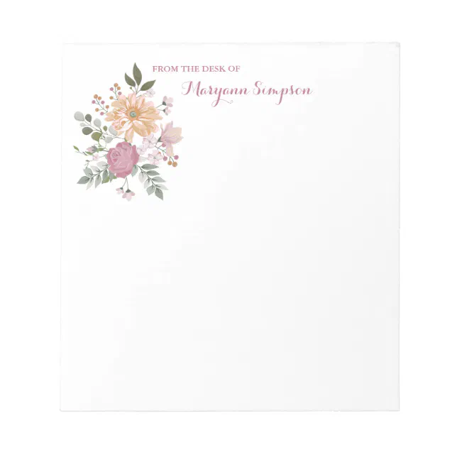 From the Desk of - Pretty Floral Notepad | Zazzle