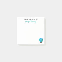From The Desk of Principal Personalized Globe Post-it Notes