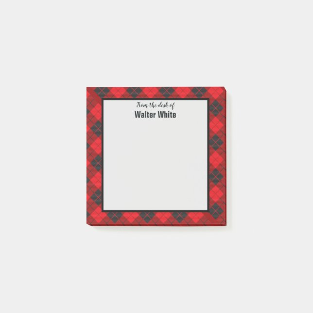 From the Desk of Red Plaid Flannel Notes (Front)